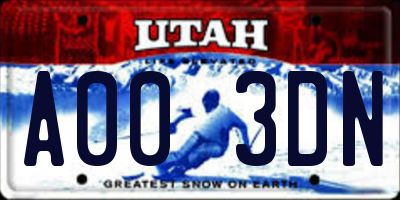 UT license plate A003DN