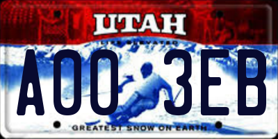 UT license plate A003EB