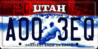 UT license plate A003EQ