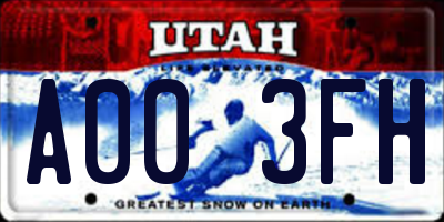 UT license plate A003FH