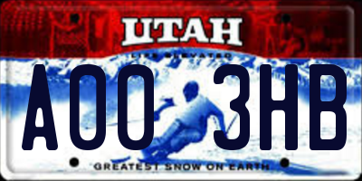 UT license plate A003HB