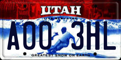 UT license plate A003HL