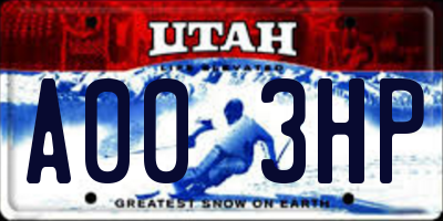 UT license plate A003HP