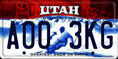 UT license plate A003KG