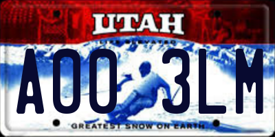 UT license plate A003LM