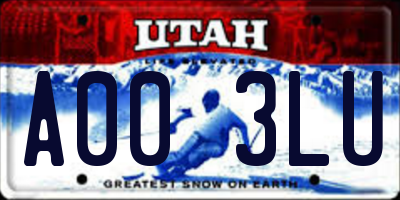 UT license plate A003LU