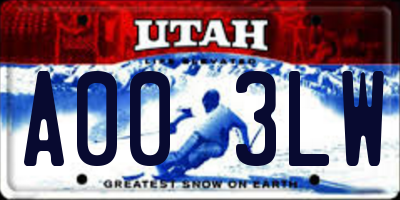 UT license plate A003LW