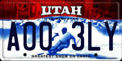 UT license plate A003LY