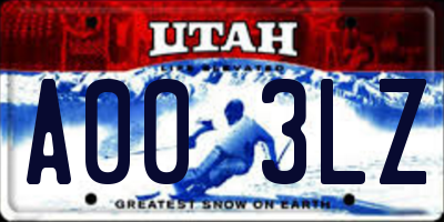 UT license plate A003LZ