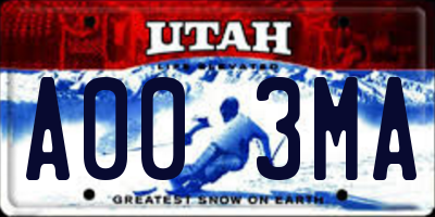 UT license plate A003MA