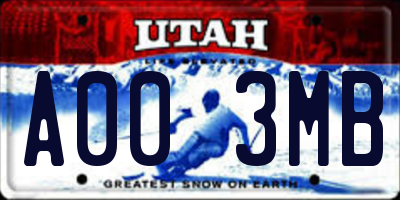 UT license plate A003MB