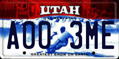 UT license plate A003ME