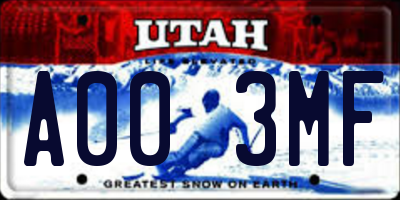 UT license plate A003MF