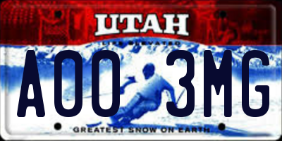 UT license plate A003MG