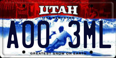 UT license plate A003ML