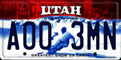 UT license plate A003MN