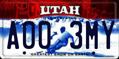 UT license plate A003MY