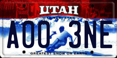 UT license plate A003NE