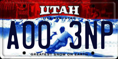 UT license plate A003NP