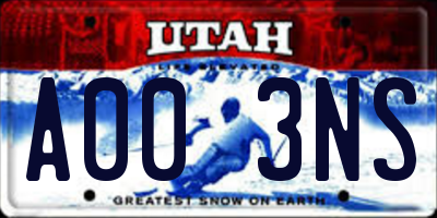 UT license plate A003NS