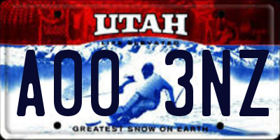 UT license plate A003NZ