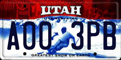 UT license plate A003PB