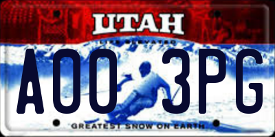 UT license plate A003PG