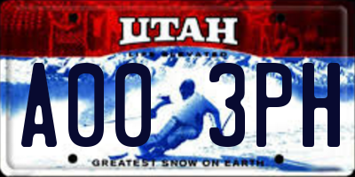 UT license plate A003PH