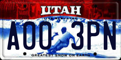 UT license plate A003PN