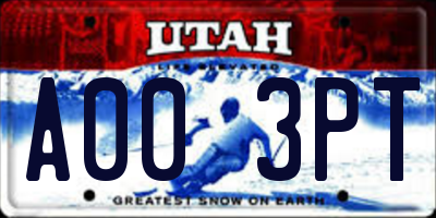 UT license plate A003PT