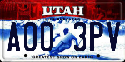 UT license plate A003PV