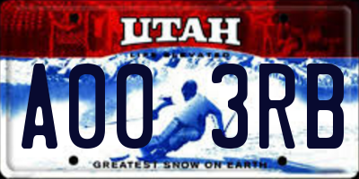 UT license plate A003RB