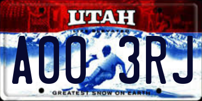 UT license plate A003RJ