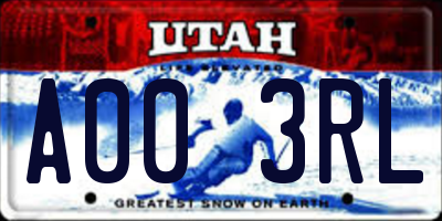 UT license plate A003RL