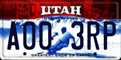 UT license plate A003RP