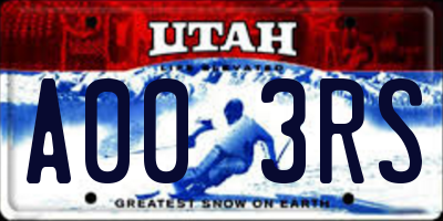 UT license plate A003RS