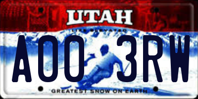 UT license plate A003RW