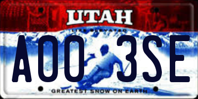 UT license plate A003SE