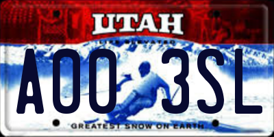 UT license plate A003SL