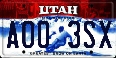 UT license plate A003SX