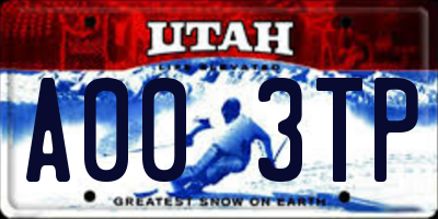 UT license plate A003TP