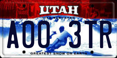 UT license plate A003TR