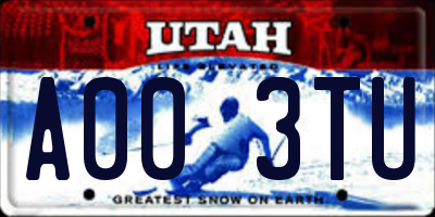 UT license plate A003TU