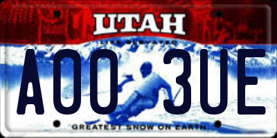 UT license plate A003UE