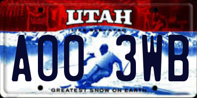 UT license plate A003WB