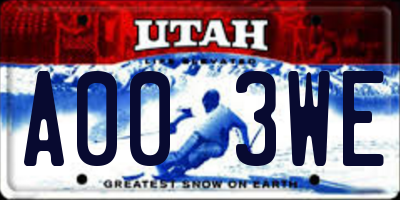 UT license plate A003WE