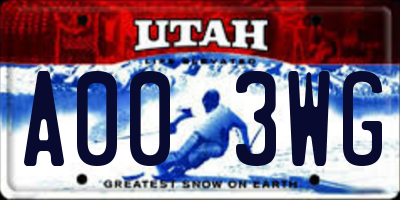 UT license plate A003WG