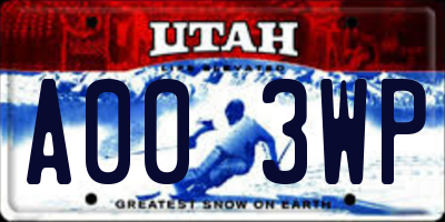 UT license plate A003WP