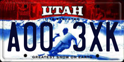 UT license plate A003XK