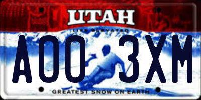 UT license plate A003XM